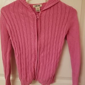 WILL DONATE LAST CALL  NWOT pink cable knit zip hood sweater